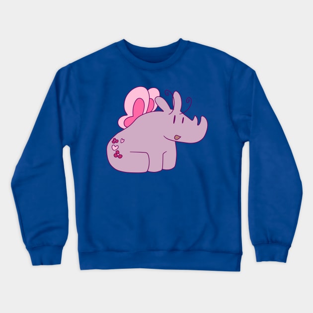 Pink Fairy Rhino Crewneck Sweatshirt by saradaboru